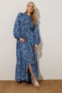 Lts Tall Navy Blue Floral Tie Waist Maxi Dress 8 Lts | Tall Women's Floral Dresses
